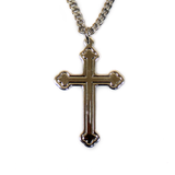 Fancy Cross Religious Necklace, 24" Long, Sterling Silver; 1 piece