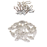 Filigree Oval Clasp, Silver Plated Brass-14x7mm; 20pcs