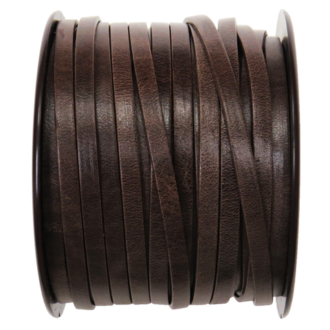 Flat Genuine Leather, 5mm; Dark Brown- 1 foot