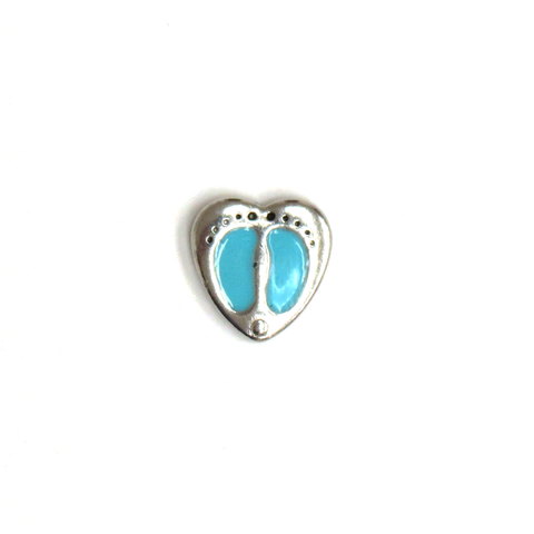 Blue baby boy footprint- Floating Charm