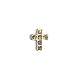 Cross Silver with Gold Rhinestones - Floating Charm
