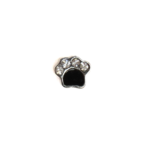 Dog Footprint Black and Silver - Floating Charm