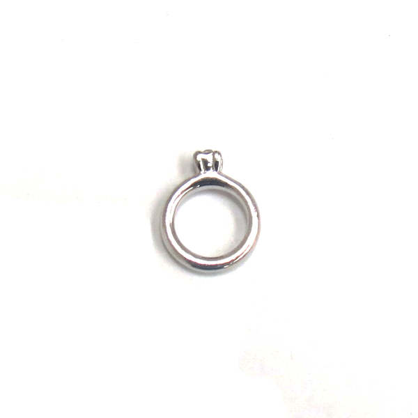 Silver Engagement Ring- Floating Charm
