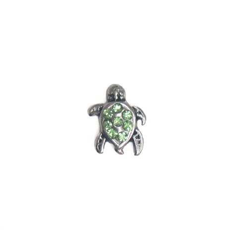 Turtle with green rhinestones- Floating Charm