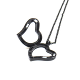 30mm Zinc Alloy Heart  with Rhinestone; Black