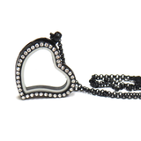 30mm Zinc Alloy Heart  with Rhinestone; Black