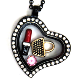 30mm Zinc Alloy Heart  with Rhinestone; Black