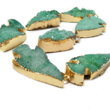 Forest Green Druzy Arrow Head Pendant - Gold