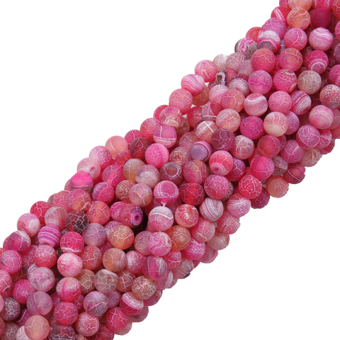 Fuschia Frosted Agate; 8mm