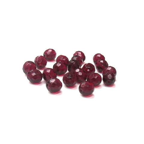Garnet, Round Faceted Fire Polished Beads- 10mm; 20pcs
