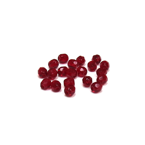 Garnet, Round Faceted Fire Polished Beads-8mm; 20pcs