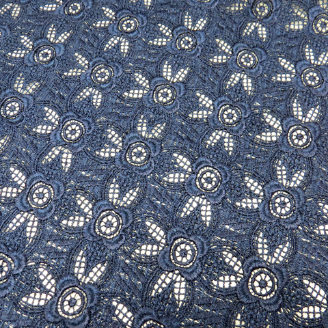 Beatriz- Navy Blue Guipure Lace, Double Scallop, 36" Wide- 1 Yard