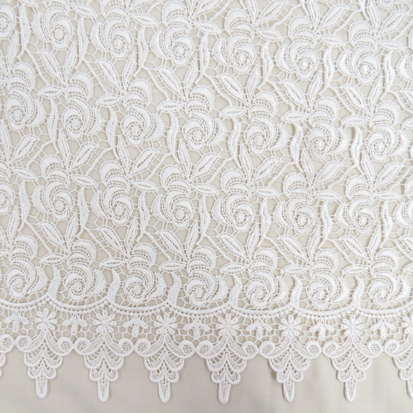 Fiorella- Ivory Guipure Lace, Single Scallop, 14" Wide- 1 Yard