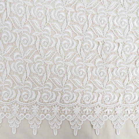 Fiorella- Ivory Guipure Lace, Single Scallop, 14" Wide- 1 Yard
