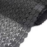 Amour- Black Guipure Lace, Double Scallop, 44" Wide- 1 Yard