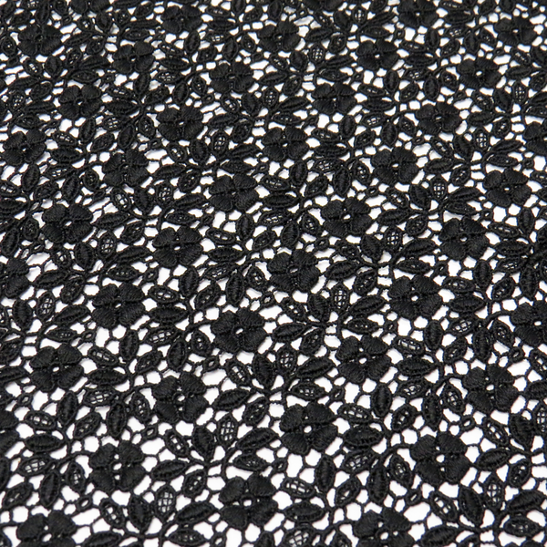 Amour- Black Guipure Lace, Double Scallop, 44" Wide- 1 Yard