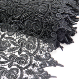 Viviana- Black Guipure Lace, Single Scallop, 14" Wide- 1 Yard