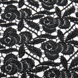 Viviana- Black Guipure Lace, Single Scallop, 14" Wide- 1 Yard