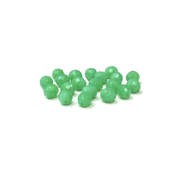 Green Opaque, Round Faceted Fire Polished; 10mm - 20 pcs