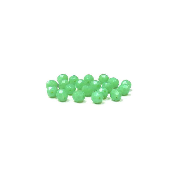 Green Opaque, Round Faceted Fire Polished; 8mm - 20 pcs