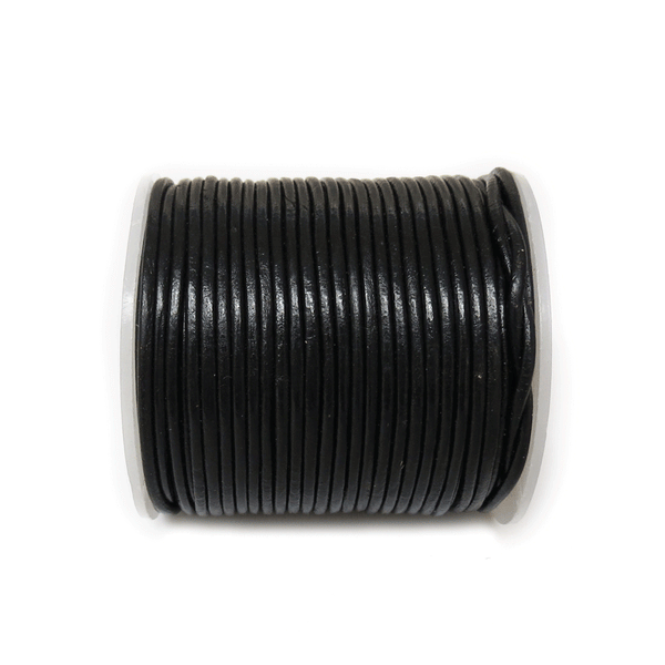 Round Genuine Leather, 1.5mm- Black; 1 yard