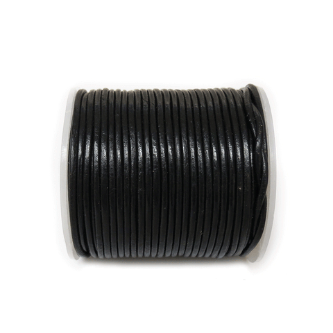 Round Genuine Leather, 1.5mm- Black; 1 yard