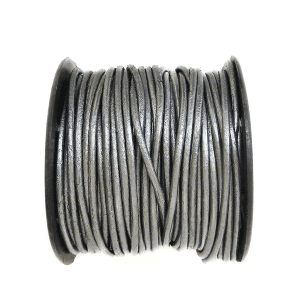 Genuine Leather, 2mm, Metallic Grey- 1 yard