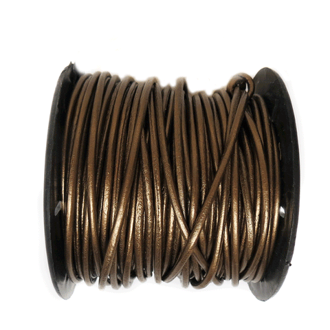 Genuine Leather, 2mm, Metallic Kansa- 1 yard