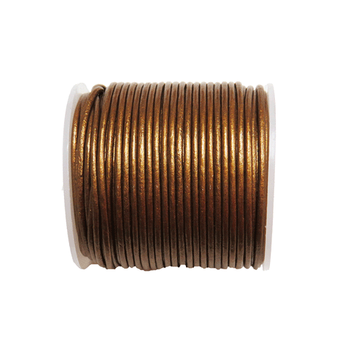 Round Genuine Leather, 1.5mm; Metallic Brown- 1 yard