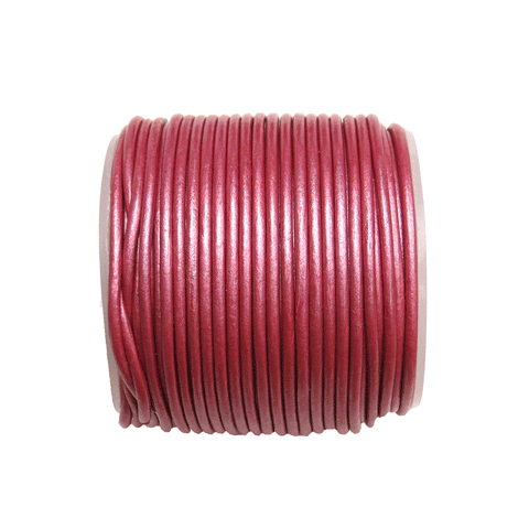 Round Genuine Leather, 1.5mm; Metallic Pink- 1 yard