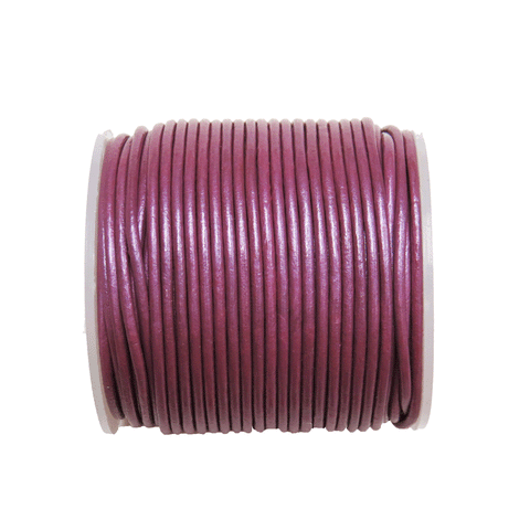 Round Genuine Leather, 1.5mm; Metallic Lavender- 1 yard