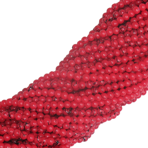 Glass Pearl- Pink with Black Stripes