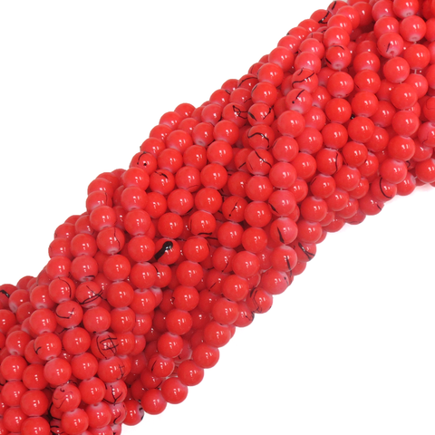 Glass Pearl-Coral with Black Stripes