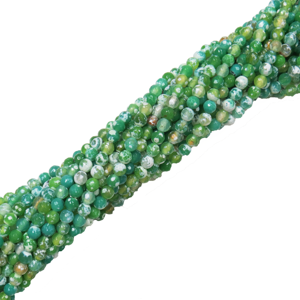 Dark Green Faceted Fire Agate; 6mm