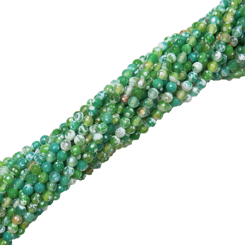 Dark Green Faceted Fire Agate; 6mm