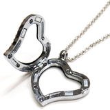 30mm Zinc Alloy Heart Locket with Rhinestones; Silver