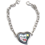 30mm Zinc Alloy Heart Locket Bracelet;5 Silver