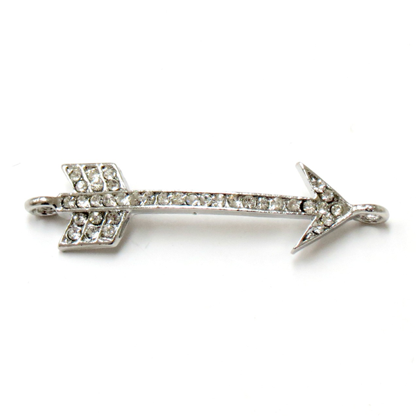Arrow Rhinestone Connector- Silver