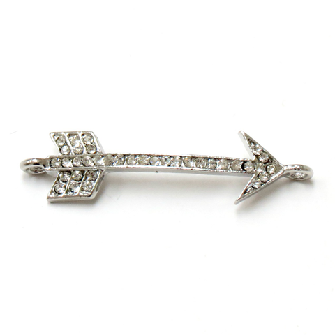 Arrow Rhinestone Connector- Silver