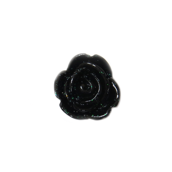 Black Flower Bead, 13mm - 1 piece