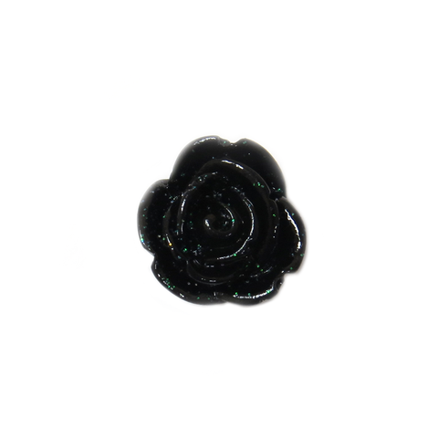 Black Flower Bead, 13mm - 1 piece