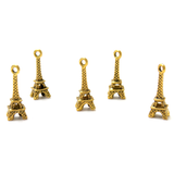 3-D tiny Eiffel Tower Charm- Gold; 5pcs.