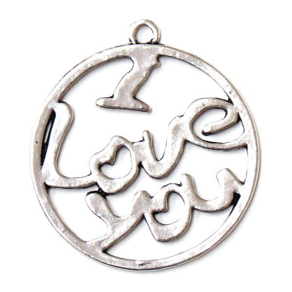 Round I Love You Pendant-Silver