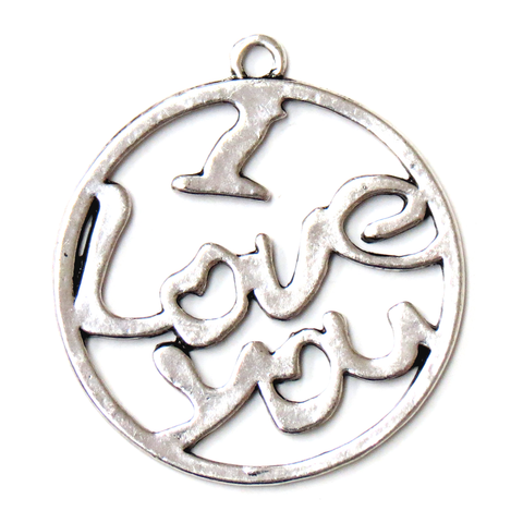 Round I Love You Pendant-Silver