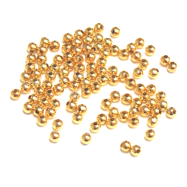 Smooth Round, Gold, Brass, 3mm
