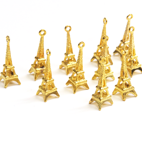 Eiffel Tower Charm, Med.-Gold; 11pcs.