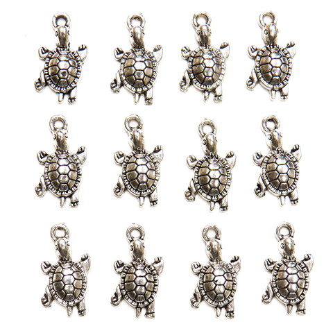 Turtle Charm-Ant. Silver; 12pcs.