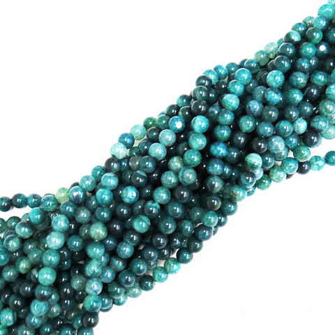 Green, Smooth Round Fire Agate; 6mm