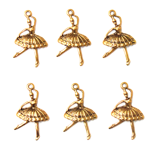 Ballerina Charm-Gold; 6pcs