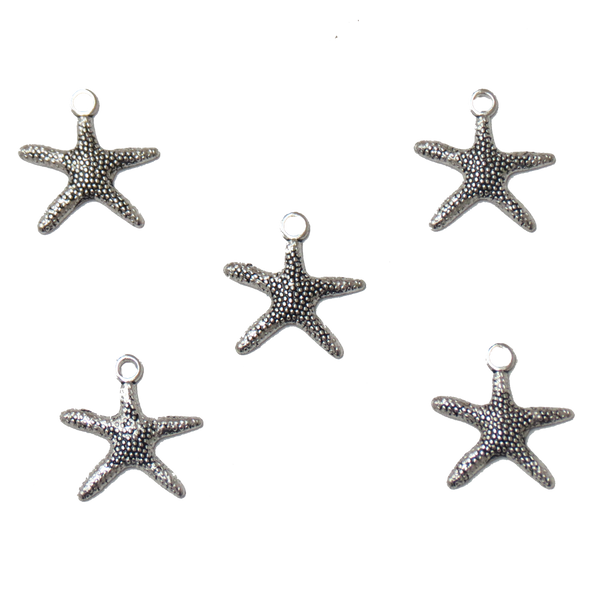 Starfish Charm-Antique Silver; 5pcs